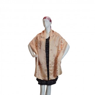Silk scarf hand-embroidered with flower and leaf 40*200 cm-Model 2
